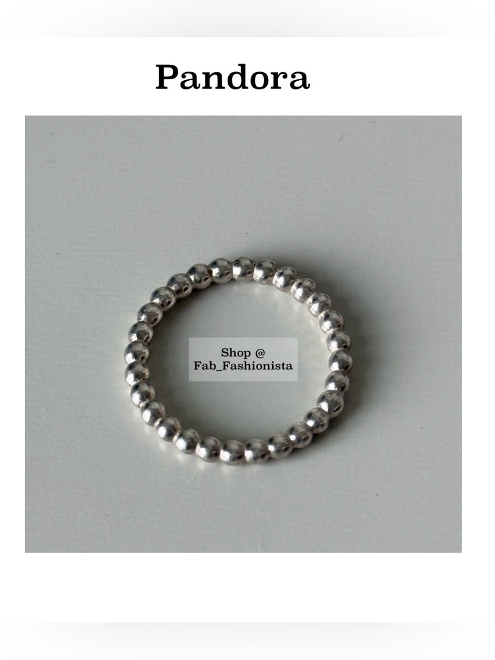 Pandora beaded Sterling Silver Ring Size 50